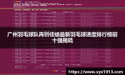 广州羽毛球队再创佳绩最新羽毛球速度排行榜前十强揭晓